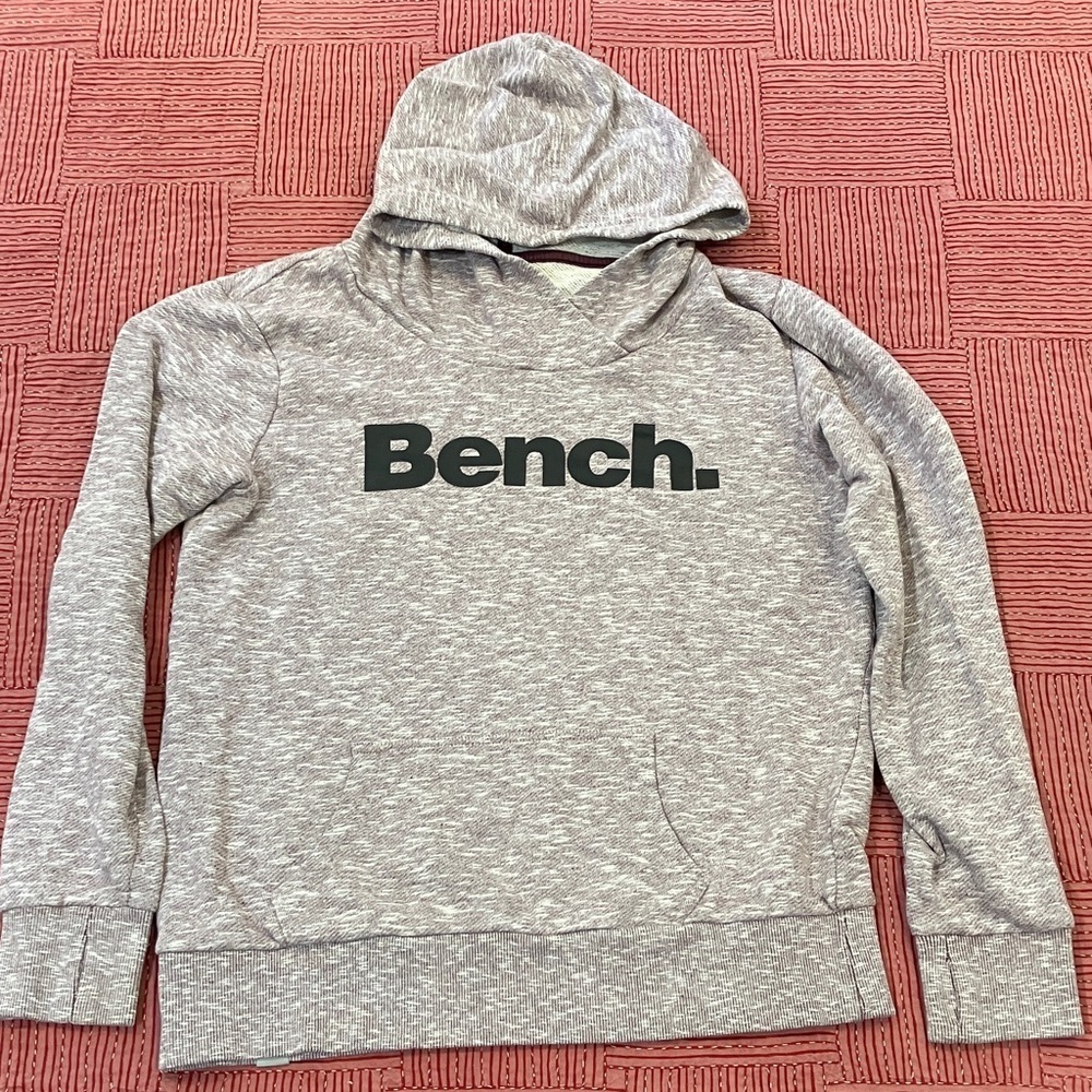 Bench large Heather Gray / light lilac Hoodie Sweater with cross cross neck